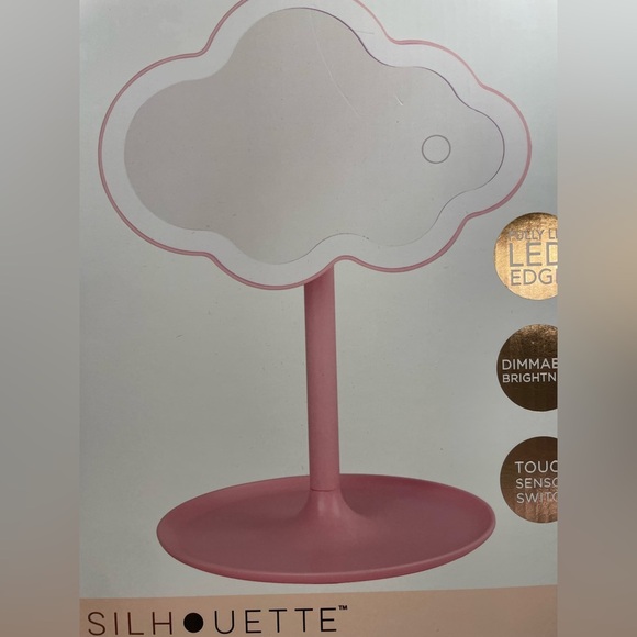 Silhouette Cloud Shaped LED Vanity Mirror Pink Brand New In Box Acessory Tray - Picture 4 of 6